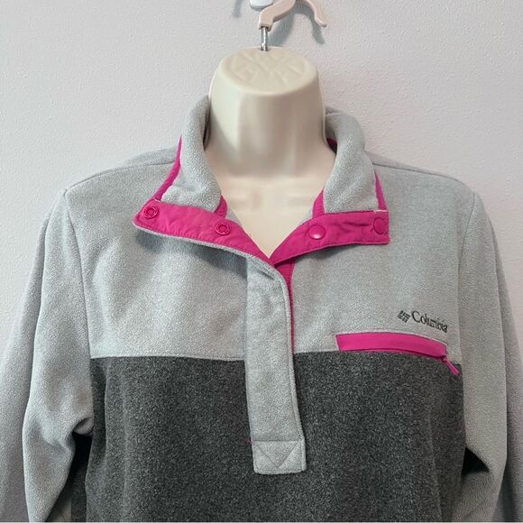 Columbia Gray/Purple Snap Pullover Sweatshirt Size M - Picture 3 of 6
